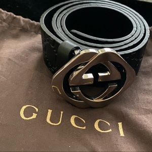 Black Guccisima Belt with Square G